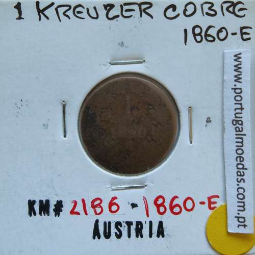 Áustria 1 Kreuzer 1860-E cobre, World Coins Áustria  KM 2186, coin of 1 Kreuzer 1816 Copper