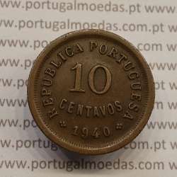 MOEDA DE DEZ CENTAVOS (10 CENTAVOS) BRONZE 1940 MBC+ MOEDA DE DEZ CENTAVOS (10 CENTAVOS) BRONZE 1940 MBC+