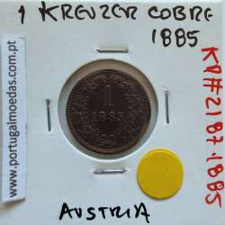 Áustria 1 Kreuzer 1885 cobre, World Coins Áustria  KM 2187, coin of 1 Kreuzer 1885 Copper