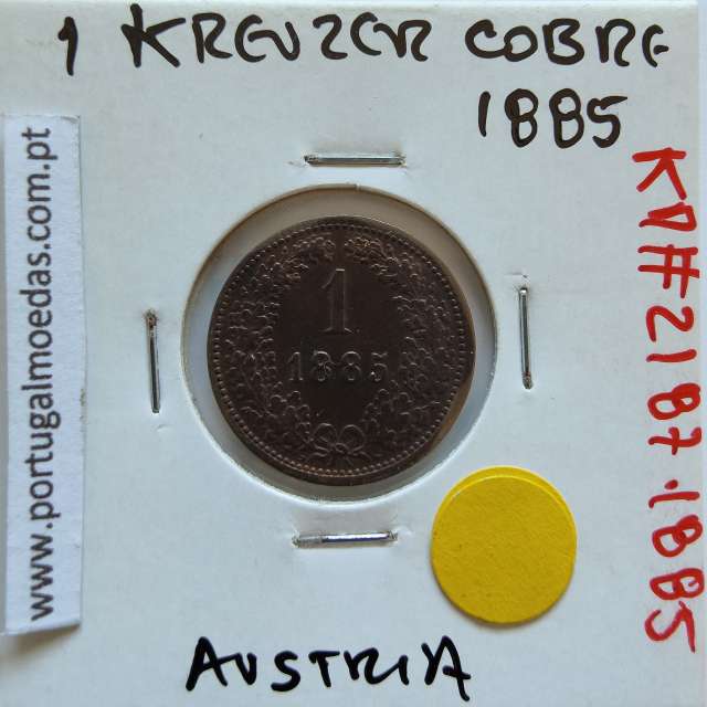 Áustria 1 Kreuzer 1885 cobre, World Coins Áustria  KM 2187, coin of 1 Kreuzer 1885 Copper