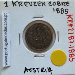 Áustria 1 Kreuzer 1885 cobre, World Coins Áustria  KM 2187, coin of 1 Kreuzer 1885 Copper