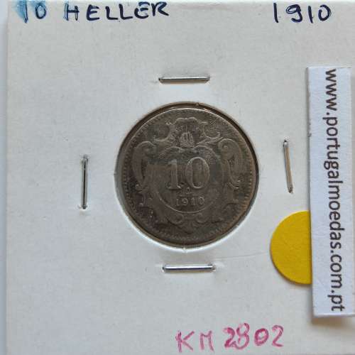 Áustria 10 Heller 1910 Niquel, World Coins Áustria  KM 2802, coin of 10 heller 1910 Nickel