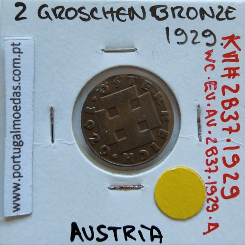 Áustria 2 Groschen 1925 bronze, World Coins Austria KM#2837, coin of 2 Groschen1925 Bronze