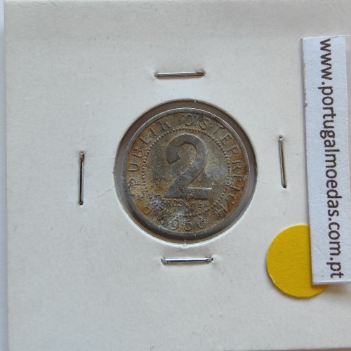 Áustria 2 Groschen 1950 Aluminio, World Coins Austria KM 2876, coin of 2 groschen 1950 Aluminium