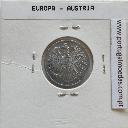 Áustria 2 Groschen 1954 Alumínio, World Coins Austria KM 2876, coin of 2 groschen 1954 Aluminium