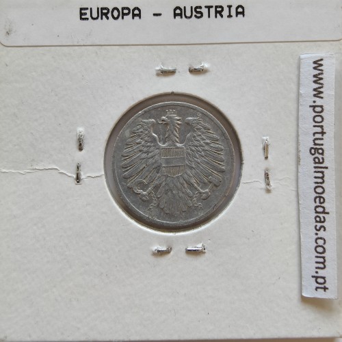 Áustria 2 Groschen 1954 Alumínio, World Coins Austria KM 2876, coin of 2 groschen 1954 Aluminium