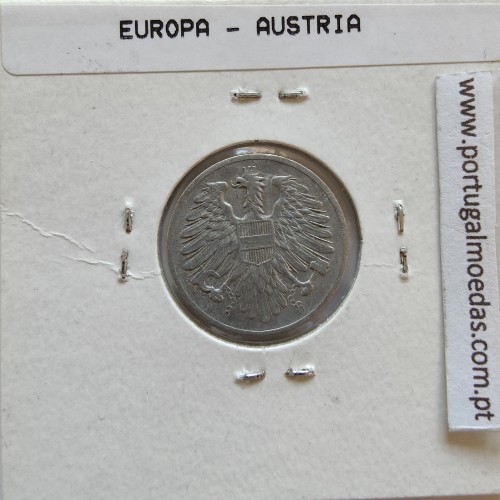 Áustria 2 Groschen 1954 Alumínio, World Coins Austria KM 2876, coin of 2 groschen 1954 Aluminium