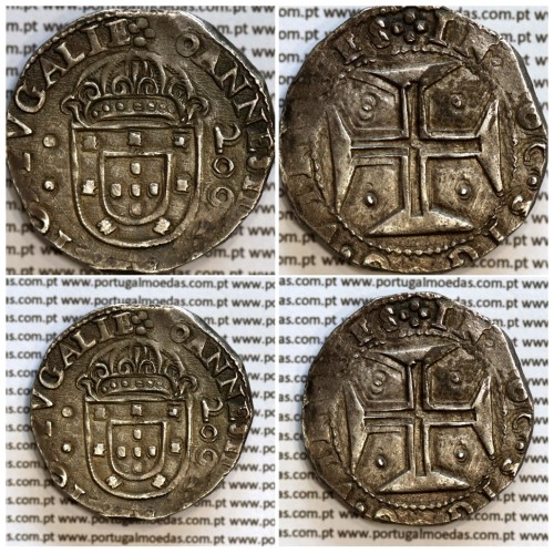 Meio Cruzado prata D. João IV 1640-1656, 200 Réis, Legenda ✤IOANNES IIII DG REX PORTVGALIE / ✤IN.HOC.SIGNO.VINCES, KM 49