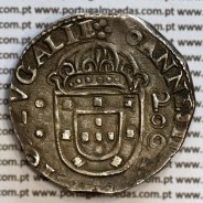 Meio Cruzado prata D. João IV 1640-1656, 200 Réis, Legenda ✤IOANNES IIII DG REX PORTVGALIE / ✤IN.HOC.SIGNO.VINCES, KM 49