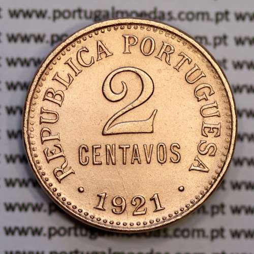 2 centavos 1921 Bronze, $02 centavos 1921 Republica Portuguesa, (Bela), World Coins Portugal KM 568
