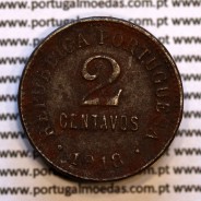 Portugal, iron coin of 2 centavos 1918, 2 centavos 1918 iron of portuguese republic, (VF+/XF), World Coins Portugal KM#567