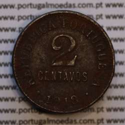 2 centavos 1918 Ferro, "$02 centavos 1918 Ferro Republica Portuguesa", (MBC+/Bela), World Coins Portugal KM 567