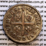 Tostão Prata D. João V 1706-1750, 100 réis,  Anverso (•✤•), Reverso (+✤+), World Coins Portugal KM 177