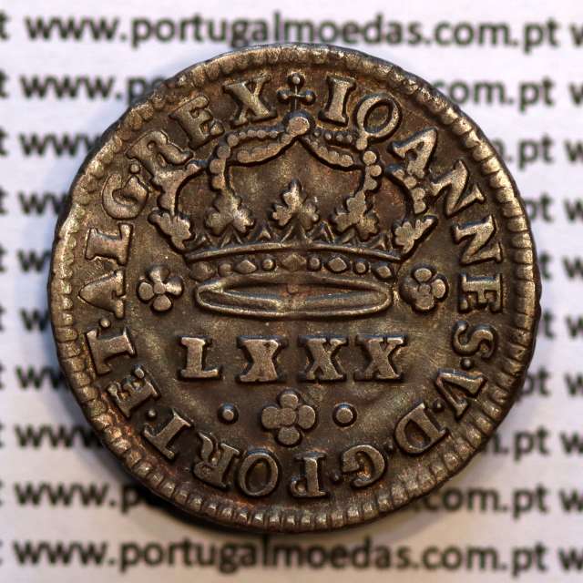 Tostão Prata D. João V 1706-1750, 100 réis,  Anverso (•✤•), Reverso (+✤+), (MBC+), World Coins Portugal KM 177