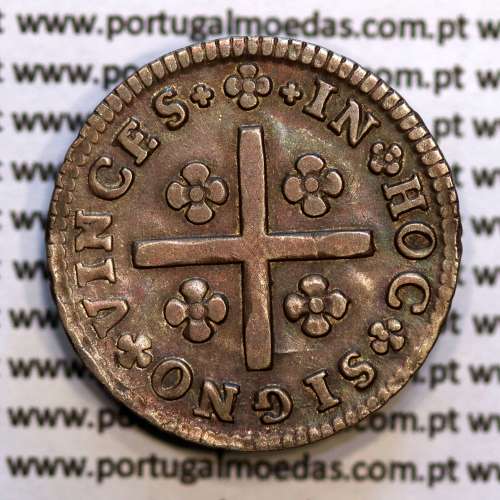Tostão Prata D. João V 1706-1750, 100 réis,  Anverso (•✤•), Reverso (+✤+), (MBC+), World Coins Portugal KM 177