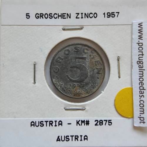 Áustria 5 Groschen 1957 Zinco, World Coins Austria KM 2875, coin of 5 groschen 1957 zinc
