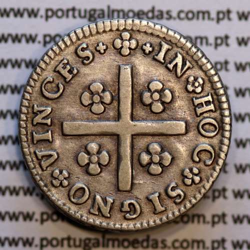 Portugal silver coin, Tostão of D. João V 1706-1750, 100 réis, obverse (•✤•), reverse (+✤+), (MBC+), World Coins Portugal KM177