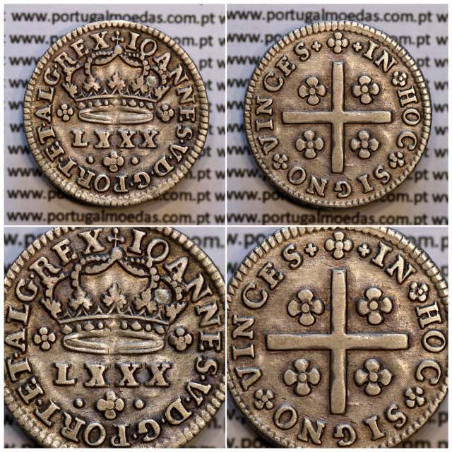 Portugal silver coin, Tostão of D. João V 1706-1750, 100 réis, obverse (•✤•), reverse (+✤+), (MBC+), World Coins Portugal KM177