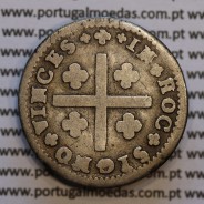 Tostão Prata D. João V 1706-1750, Anv. (•✤•), Rev. (+✤+) com florões mais pequenos na legenda, World Coins Portugal KM 177