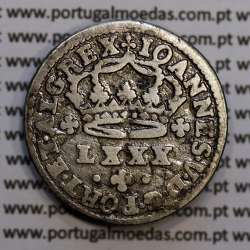 Tostão Prata D. João V 1706-1750, 100 réis,  Anverso (•✤•), Reverso (+✤+), (MBC), World Coins Portugal KM 177
