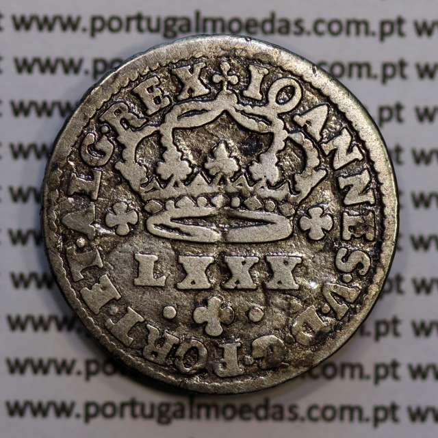 Tostão Prata D. João V 1706-1750, 100 réis,  Anverso (•✤•), Reverso (+✤+), (MBC), World Coins Portugal KM 177