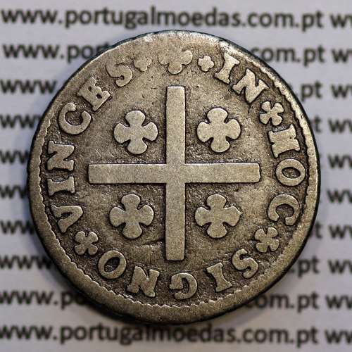 Tostão Prata D. João V 1706-1750, 100 réis,  Anverso (•✤•), Reverso (+✤+), (MBC), World Coins Portugal KM 177