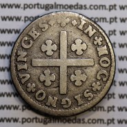 Tostão Prata D. João V 1706-1750, 100 réis,  Anverso (•✤•), Reverso (+✤+), (MBC), World Coins Portugal KM 177
