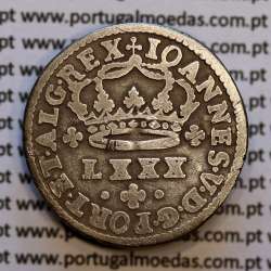 Tostão Prata D. João V 1706-1750, 100 réis,  Anverso (•✤•), Reverso (+✤+), (MBC), World Coins Portugal KM 177