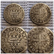 Tostão Prata D. João V 1706-1750, Anv. (•✤•), Rev. (+✤+) com florões mais pequenos na legenda, World Coins Portugal KM 177