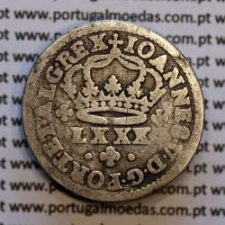 Tostão Prata D. João V 1706-1750, Anv. (•✤•), Rev. (+✤+) com florões mais pequenos na legenda, World Coins Portugal KM 177