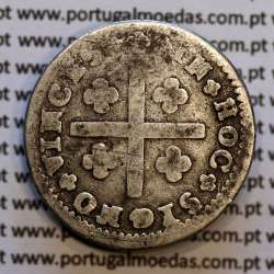 Tostão Prata D. João V 1706-1750, Anv. (•✤•), Rev. (+✤+) com florões mais pequenos na legenda, World Coins Portugal KM 177