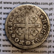 Tostão Prata D. João V 1706-1750, Anv. (•✤•), Rev. (+✤+) com florões mais pequenos na legenda, World Coins Portugal KM 177