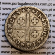 Tostão Prata D. João V 1706-1750, Anv. (•✤•), Rev. (+✤+) com florões mais pequenos na legenda, World Coins Portugal KM 177