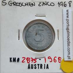 Áustria 5 Groschen 1968 Zinco, World Coins Austria KM 2875, coin of 5 groschen 1968 zinc
