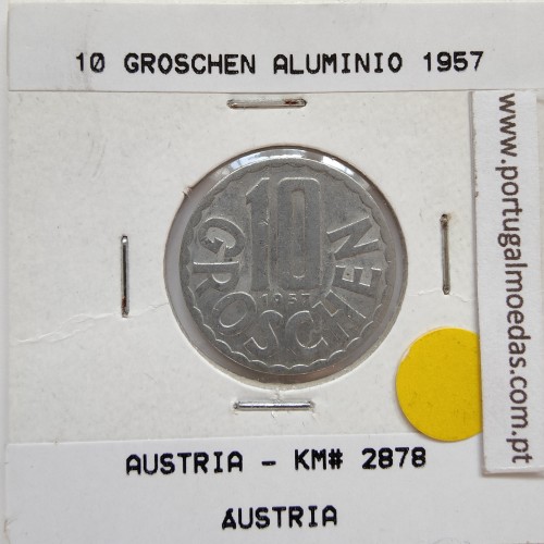 Áustria 10 Groschen 1957 Alumínio, World Coins Austria KM 2878, coin of 10 groschen 1957 Aluminium