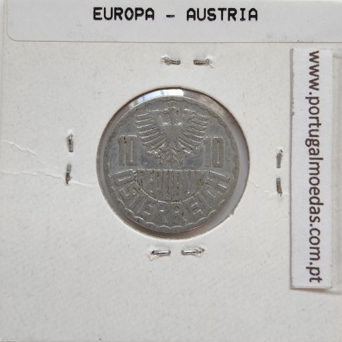 Áustria 10 Groschen 1957 Alumínio, World Coins Austria KM 2878, coin of 10 groschen 1957 Aluminium