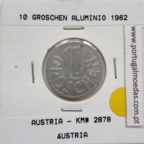 Áustria 10 Groschen 1962 Alumínio, World Coins Austria KM 2878, coin of 10 groschen 1962 Aluminium