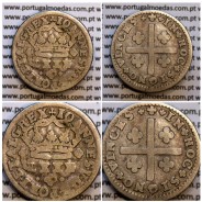 Tostão Prata D. João V 1706-1750, Anv. (•✤•), Rev. (+✤+) com florões mais pequenos na legenda, World Coins Portugal KM 177
