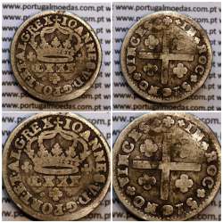 Tostão Prata D. João V 1706-1750, Anv. (•✤•), Rev. (+✤+) com florões mais pequenos na legenda, World Coins Portugal KM 177