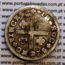 Tostão Prata D. João V 1706-1750, Anv. (•✤•), Rev. (+✤+) com florões mais pequenos na legenda, World Coins Portugal KM 177