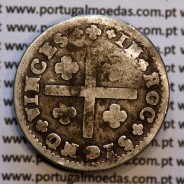 Tostão Prata D. João V 1706-1750, Anv. (•✤•), Rev. (+✤+) com florões mais pequenos na legenda, World Coins Portugal KM 177