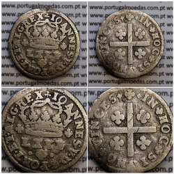 Tostão Prata D. João V 1706-1750, 100 réis,  Anverso (•✤•), Reverso (+✤+), (MBC), World Coins Portugal KM 177