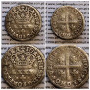 Tostão Prata D. João V 1706-1750, Anverso (•✤•) Coroa mais pequena, Reverso (+✤+) com florões mais pequenos na legenda