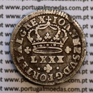 Tostão Prata D. João V 1706-1750, Anverso (•✤•) Coroa mais pequena, Reverso (+✤+) com florões mais pequenos na legenda