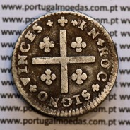 Tostão Prata D. João V 1706-1750, Anverso (•✤•) Coroa mais pequena, Reverso (+✤+) com florões mais pequenos na legenda