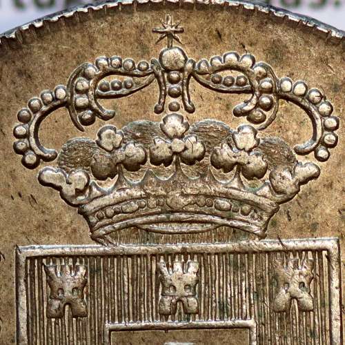 Cruzado Novo Prata 1836 D. Maria II, Variante Arcos perolados separados da coroa, Cruz irradiada "❇", (Soberba)