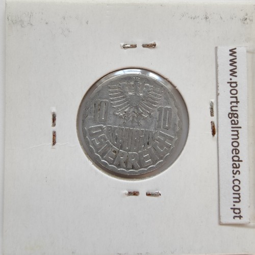 Áustria 10 Groschen 1964 Alumínio, World Coins Austria KM 2878, coin of 10 groschen 1964 Aluminium