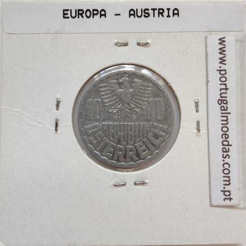 Áustria 10 Groschen 1964 Alumínio, World Coins Austria KM 2878, coin of 10 groschen 1964 Aluminium