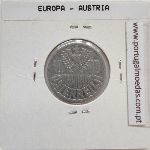 Áustria 10 Groschen 1964 Alumínio, World Coins Austria KM 2878, coin of 10 groschen 1964 Aluminium
