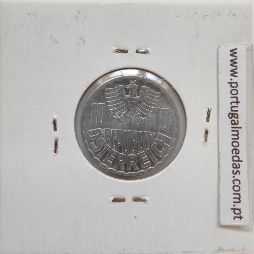 Áustria 10 Groschen 1965 Alumínio, World Coins Austria KM 2878, coin of 10 groschen 1965 Aluminium